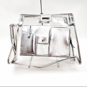 FENDI Peekaboo defender Silver Transparent  handbag